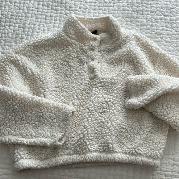 White Fuzzy Sweatshirt - Picture 1 of 5